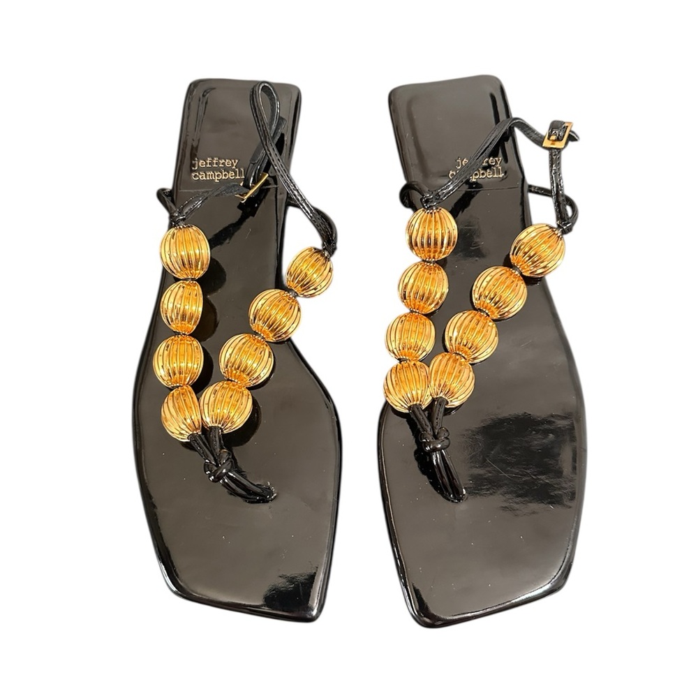 Jeffrey Campbell Black Sandals with Gold Accents